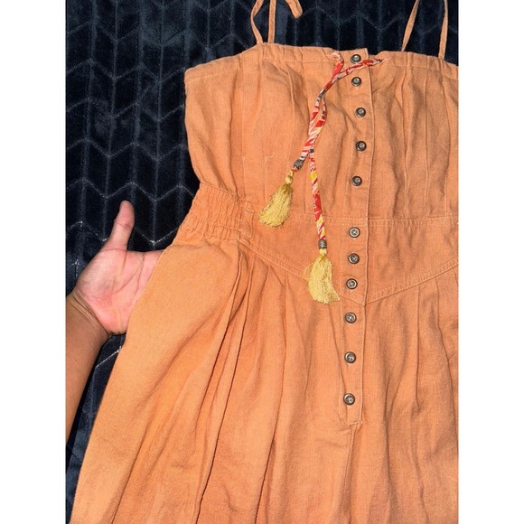 FREE PEOPLE Women's CORAL ROSALYN‎ JUMPSUIT No Belt Boho Size 4 - Picture 4 of 13